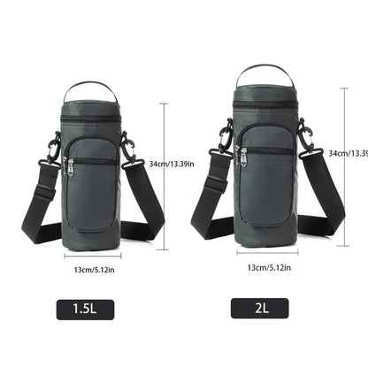 Insulated Water Bottle Storage Bag - 1L/2L Oxford Cloth Cooler Carrier for Summer Travel Hiking & Climbing