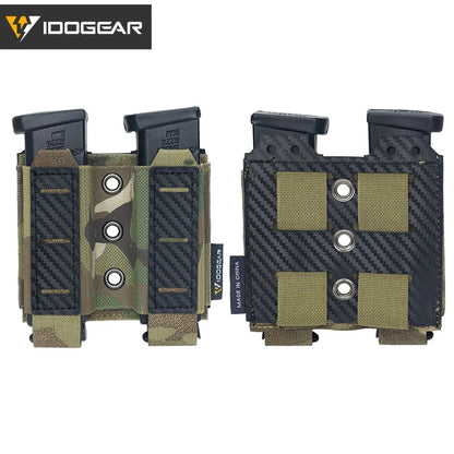IDOGEAR Tactical Mag Pouch 9mm – Double Carbon Fiber MOLLE Carrier, Camo 3590