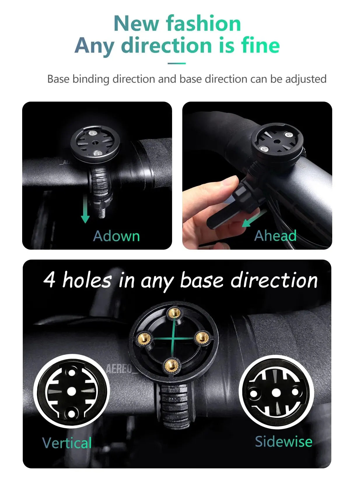 CYCLAMI S6 Bike GPS Computer Mount — Universal Rotatable Headlight & Bicycle Light Holder for Garmin, XOSS