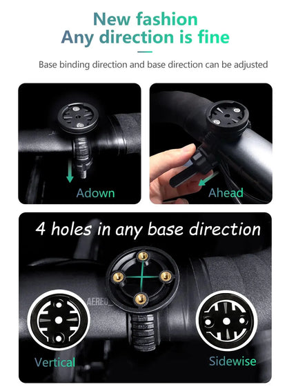 CYCLAMI S6 Bike GPS Computer Mount — Universal Rotatable Headlight & Bicycle Light Holder for Garmin, XOSS