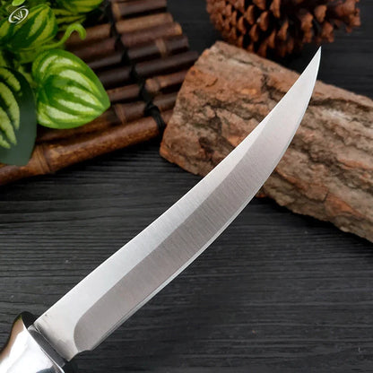 Stainless Steel Bone Meat Cleaver - Hand Forged Chef Butcher Boning Knife | Kitchen Fillet Knife with Rounded Handle for Cooking and Fruit