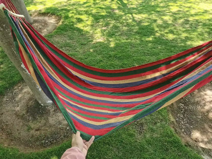 Outdoor Canvas Camping Hammock – Anti-Rollover Portable Thick Fabric Single/Double with Carry Bag