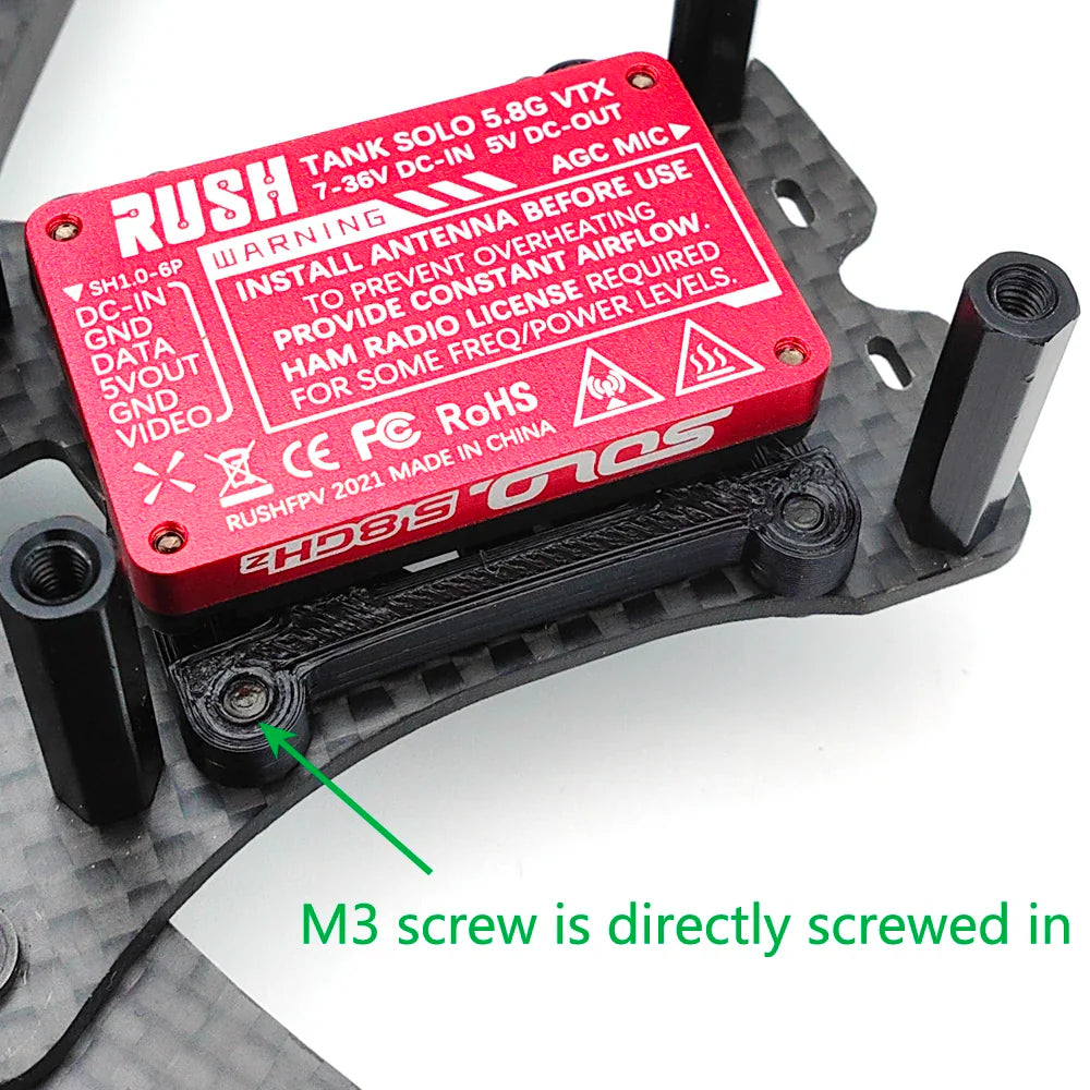 FPV Drone VTX Mount — 3D Printed TPU Video Transmitter Holder for Flight Control, 20-30mm Racing Drone