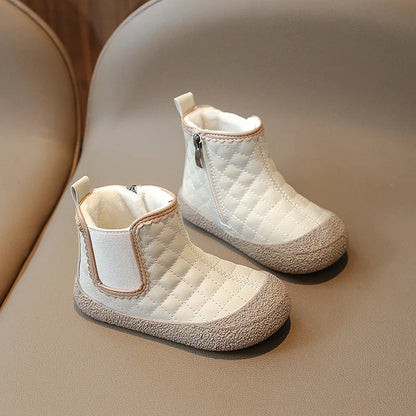 Autumn Winter Baby Girls Boots — Waterproof, Windproof, Non-Slip Plush Ankle Shoes for Kids