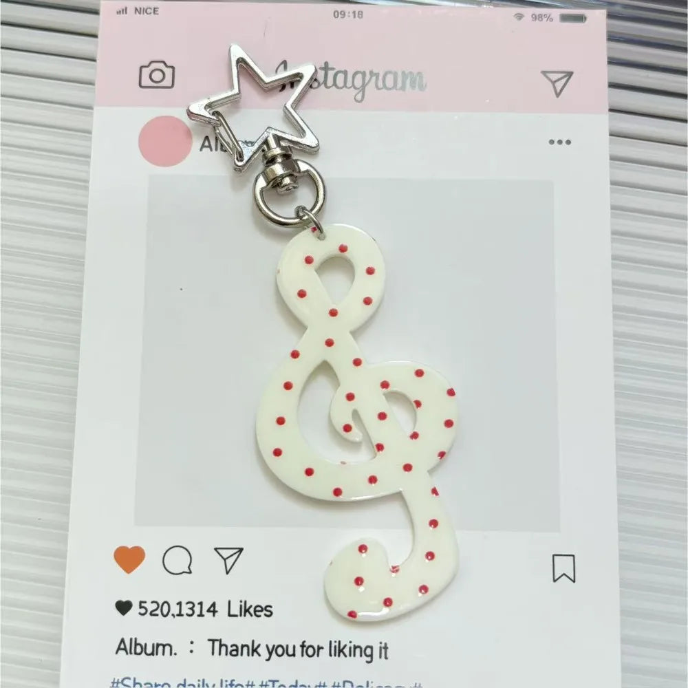 Kawaii Cartoon Acrylic Keychain - Sweet Musical Note Bag Charm & Fashion Illustration Accessory
