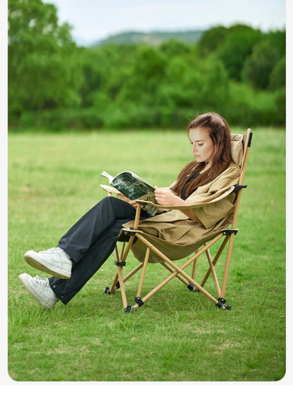 WESTTUNE 2-in-1 Reclining Camping Chair – Lightweight Folding Lounge Chair with Adjustable Backrest & Footrest for Beach