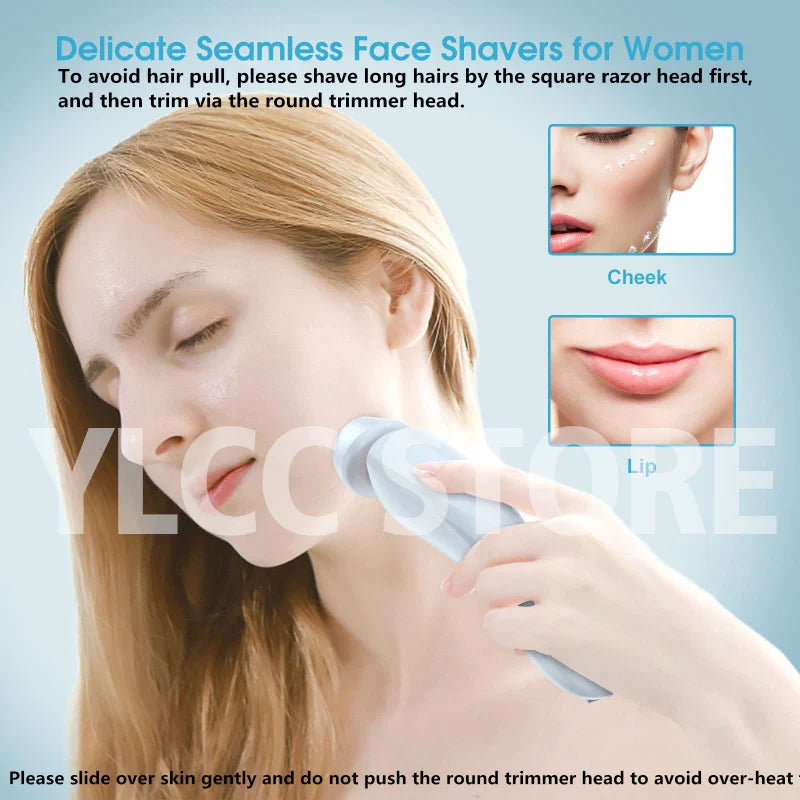 Electric Razors for Women - 2 in 1 Bikini Trimmer and Face Shavers, Hair Removal for Underarms and Legs, IPX7 Waterproof Body Trimmer