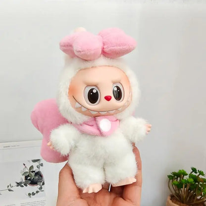 Labubu Plush Doll Costume Set — Oversized Bow & Angel Wings Design | Trendy Cartoon Outfit Accessories for Party Wear & Gift