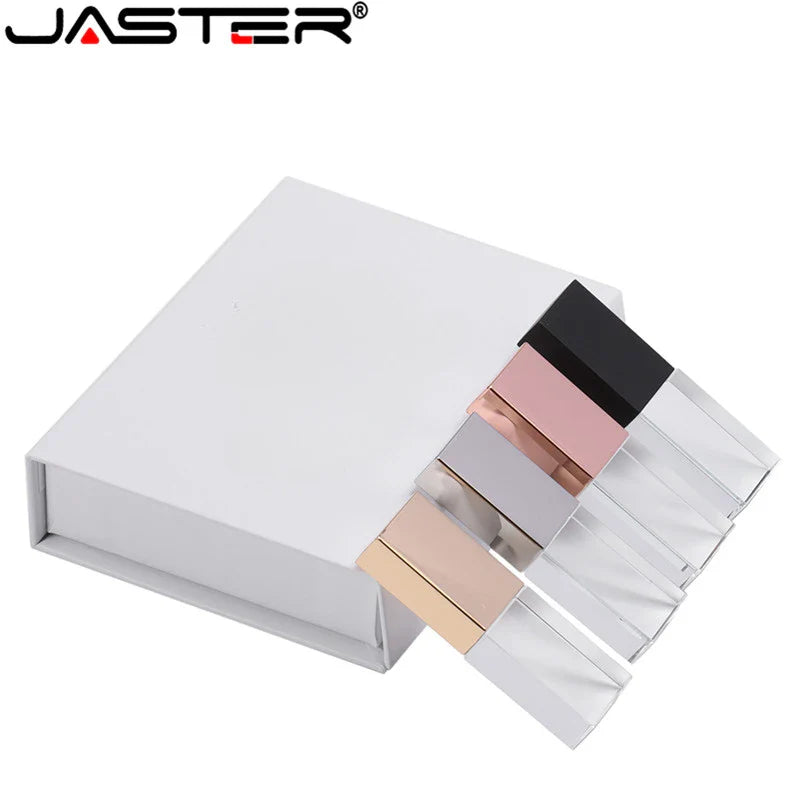 USB 2.0 Crystal Flash Drive - 4GB-128GB High-Speed Memory Stick, Wedding Gift & Photography Pendrive
