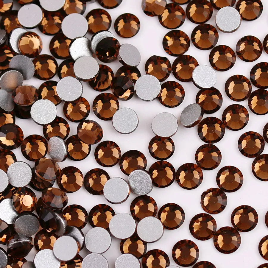 Glass Crystal Flatback Rhinestones SS6–SS30 Set – 7 Sizes Non-Hotfix Round Nail Art Beads for DIY Crafts & Decoration
