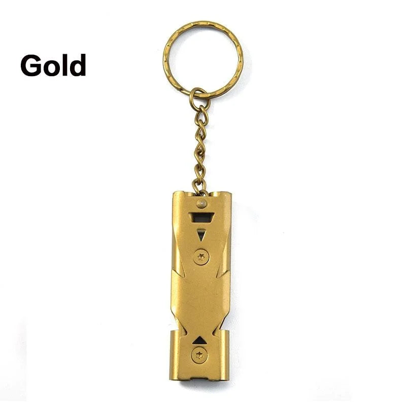 Outdoor EDC Survival Whistle – High Decibel Double Pipe Stainless Steel Keychain