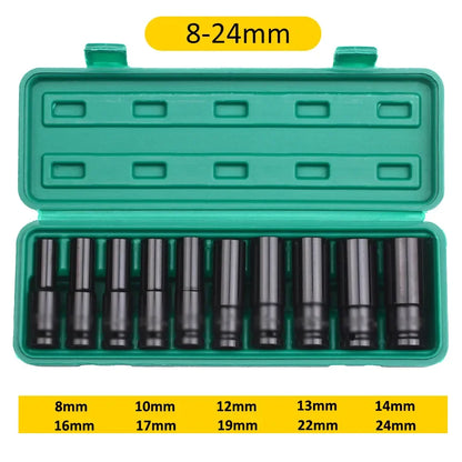 1/2 Inch Drive Impact Socket Set - 10/20PCS 6-Point Metric Carbon Steel Sockets 8-32mm with Storage Case