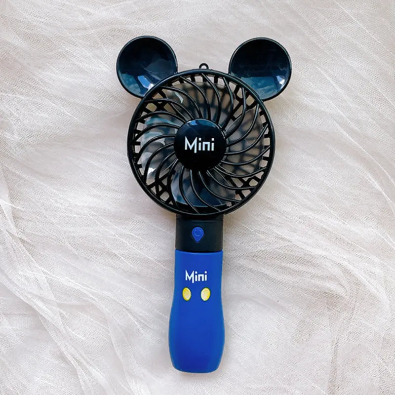 Mickey Mouse Cartoon USB Rechargeable Handheld Fan – Cute Anime Character Desktop Electric Fan with Night Light, Kawaii Gift Toy
