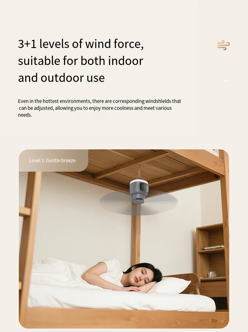 12000mAh Portable Ceiling & Camping Fan – Outdoor Tent Air Circulator and Cooling Ventilator