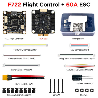 9IMOD F722 Flight Stack – F722 Flight Controller with 55A/60A ESC, 3-6S LiPo, ICM42688 Gyro for FPV Racing Drone