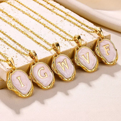 Y2K Stainless Steel Drip Oil Alphabet Necklace – A-Z Initials Pendant for Women & Men, Aesthetic Jewelry Gift