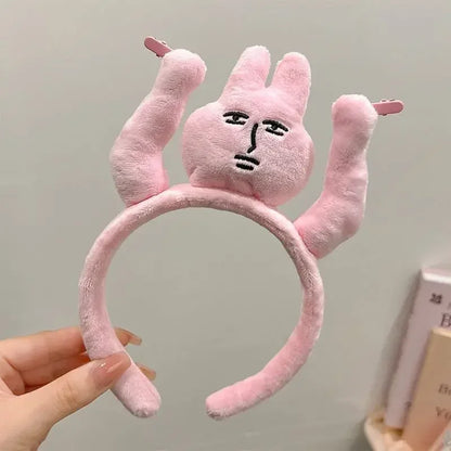1–20PCS Pink Bunny Plush Headbands – Cute Fun Hair Bands for Bangs, Photos & Costume Decoration