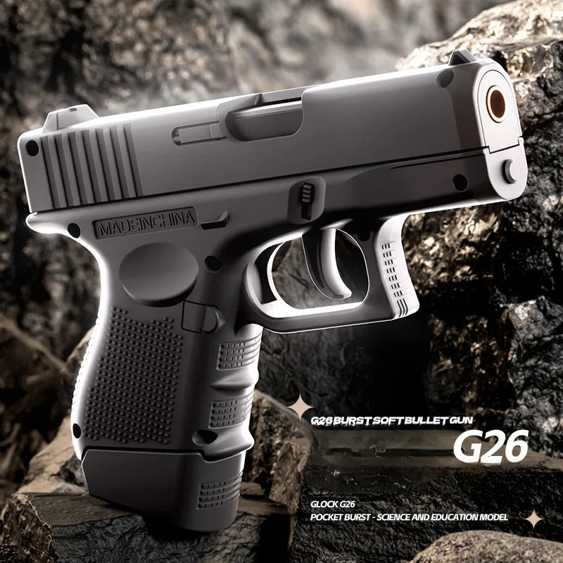 Mini G26 Pocket Toy Gun with Continuous Shell Ejection – Soft Bullet Blaster Airsoft Model Pistol with Blowback Action, Educational Shooting Toy
