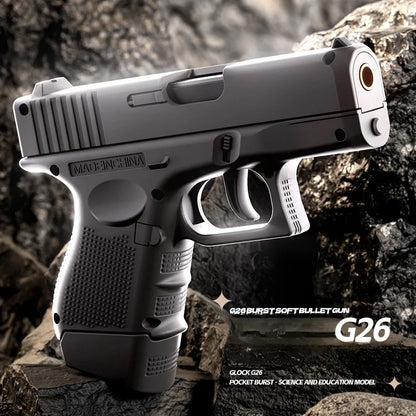 Mini G26 Pocket Toy Gun with Continuous Shell Ejection – Soft Bullet Blaster Airsoft Model Pistol with Blowback Action, Educational Shooting Toy