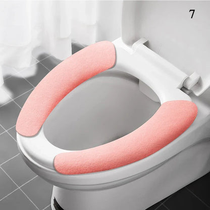 2-Pack Reusable Flannel Toilet Seat Cover Pads – Washable Warm Bathroom Seat Cushion Set