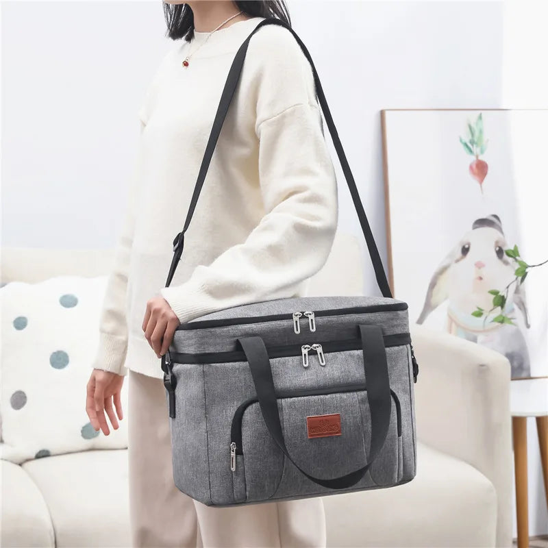 Large Capacity Multifunctional Double Layers Tote Cooler Lunch Bags - Travel Picnic Lunch Box for Women & Men with Shoulder Strap