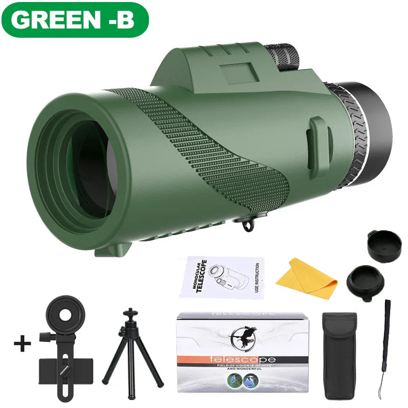 80x100 Portable HD Zoom Telescope | Folding Long-Distance Mini Telescope for Hunting, Camping & Travel
