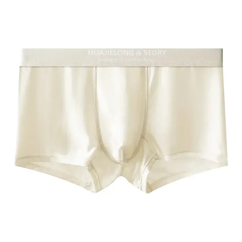 Men’s Ice Silk Boxer Shorts – Breathable Satin-Like Mesh Summer Underwear, Skin-Friendly Comfort Fit (1–3 Pack)