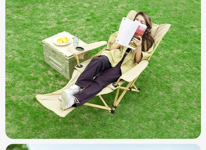 WESTTUNE 2-in-1 Reclining Camping Chair – Lightweight Folding Lounge Chair with Adjustable Backrest & Footrest for Beach