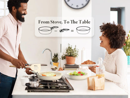 DONNOR Safe Nonstick Kitchen Cookware Set - Oven Safe Pots and Pans with Removable Handles