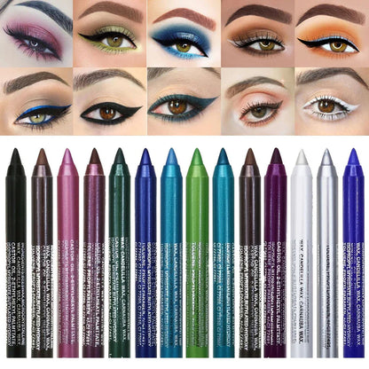 14 Color Metallic Eyeliner Pen – High Pigmented, Pearly Shimmer, Smokey & Punk Style, Long-Lasting & Waterproof