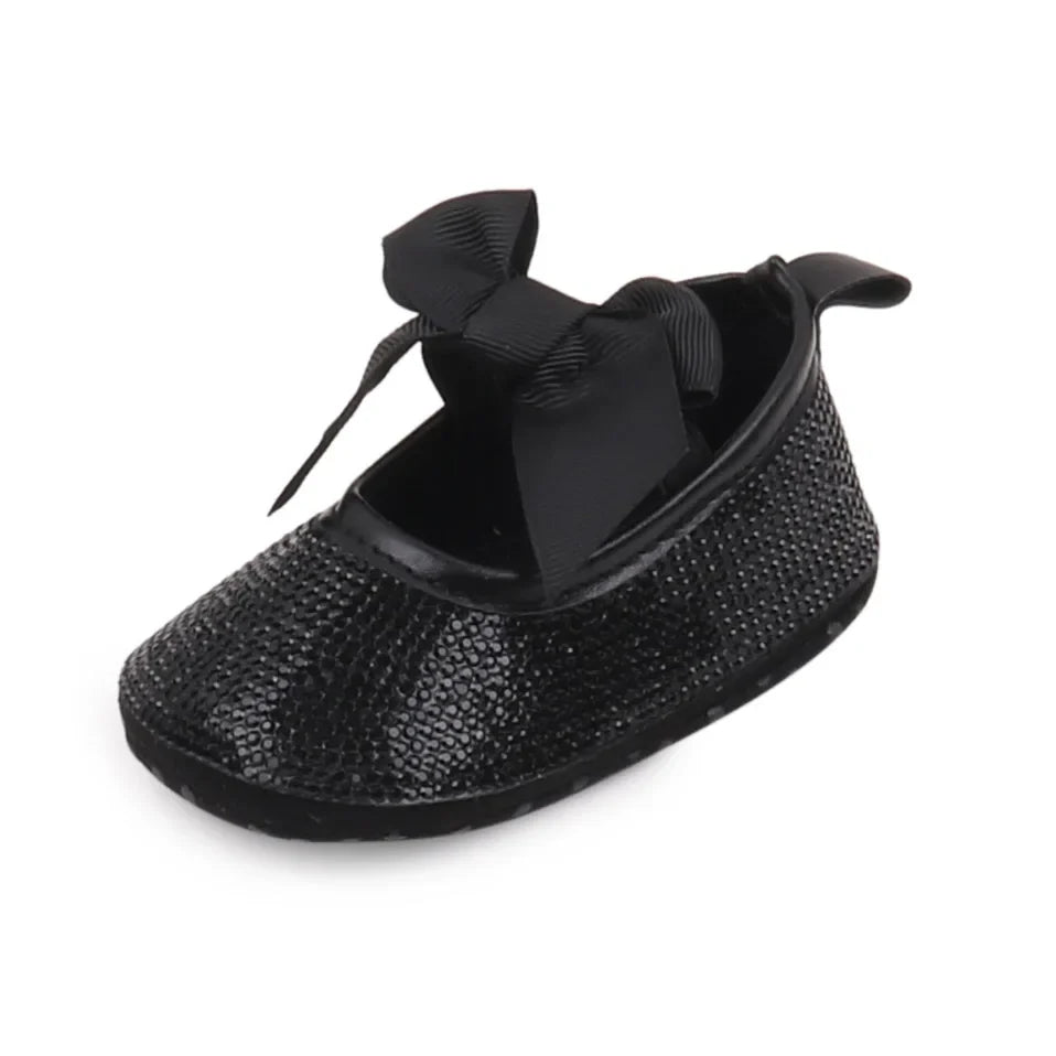 Baby Girls’ Bowknot Shoes - Shiny Diamond Sneakers & Sandals for Newborns and Toddlers