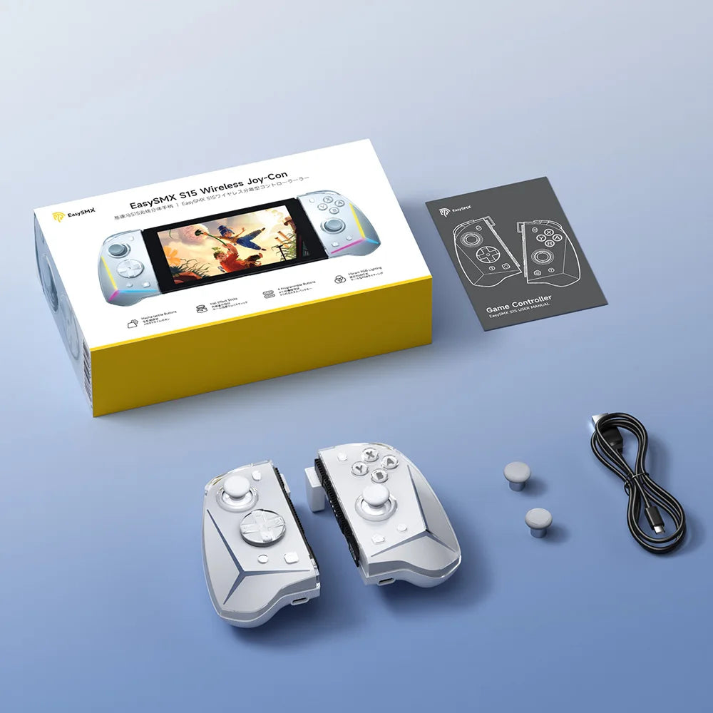EasySMX S15 Wireless RGB Joypad Controller for Nintendo Switch/OLED – L/R, 6-Axis Gyroscope, Mechanical Hall Effect