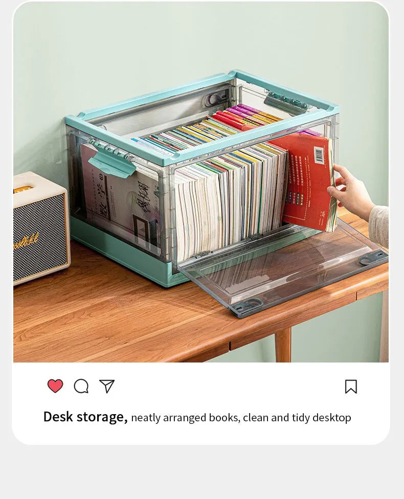 Foldable Transparent Storage Trunk — Large Capacity Plastic Organizer Box for Home, Wardrobe, and Clothes Storage