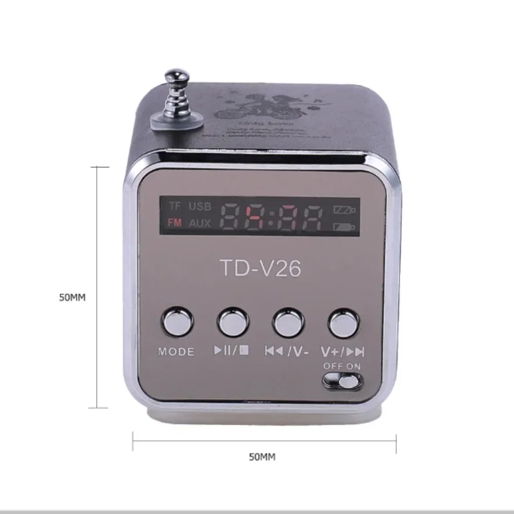 VIKEFON TD-V26 Mini Portable Bluetooth Speaker — TF Card, FM Radio, AUX Stereo Music Player for Outdoor & Party Use