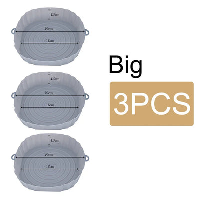 Reusable Air Fryer Silicone Pot & Baking Tray Set – 1/2/3PCS Silicone Basket for Pizza, Fried Chicken & Grill