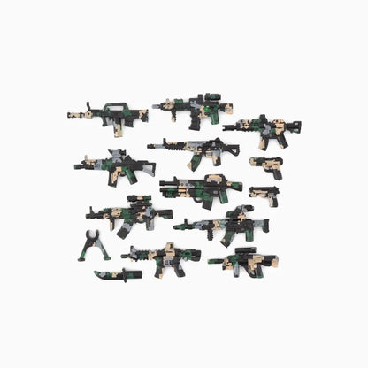 Military Building Blocks Soldier Set - Tactical Weapons Figures with Gatling Gun, Rifle, Mortar & Accessories Toy Kit