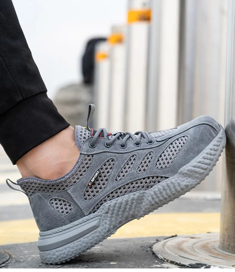 Men’s Summer Work Shoes — Lightweight Breathable Safety Sneakers with Steel Toe Cap