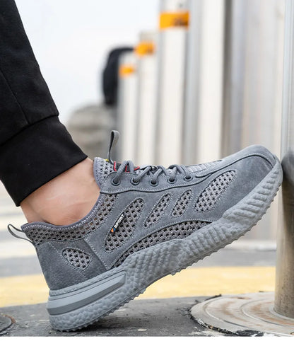 Men’s Summer Work Shoes — Lightweight Breathable Safety Sneakers with Steel Toe Cap