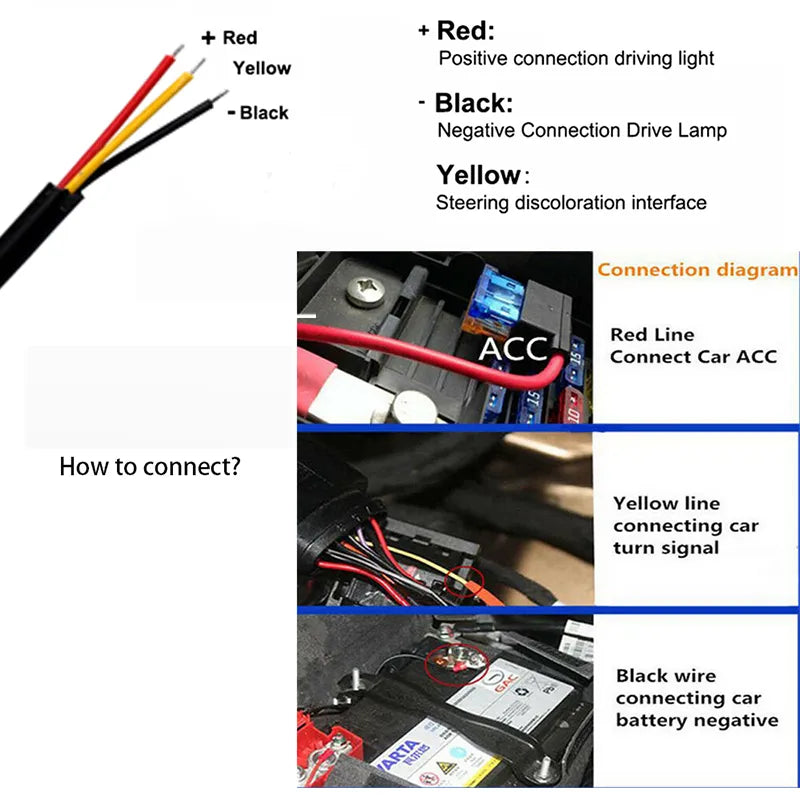 2pcs LED DRL Car Daytime Running Light - Flexible Waterproof Strip with White Daytime Running and Yellow Turn Signal/Brake Flow Lights - 12V Auto Headlights