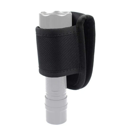 Nylon Weave Flashlight Pouch - PU Leather Duty Belt Holster Open Top Holder for D Cell & Compact Flashlights