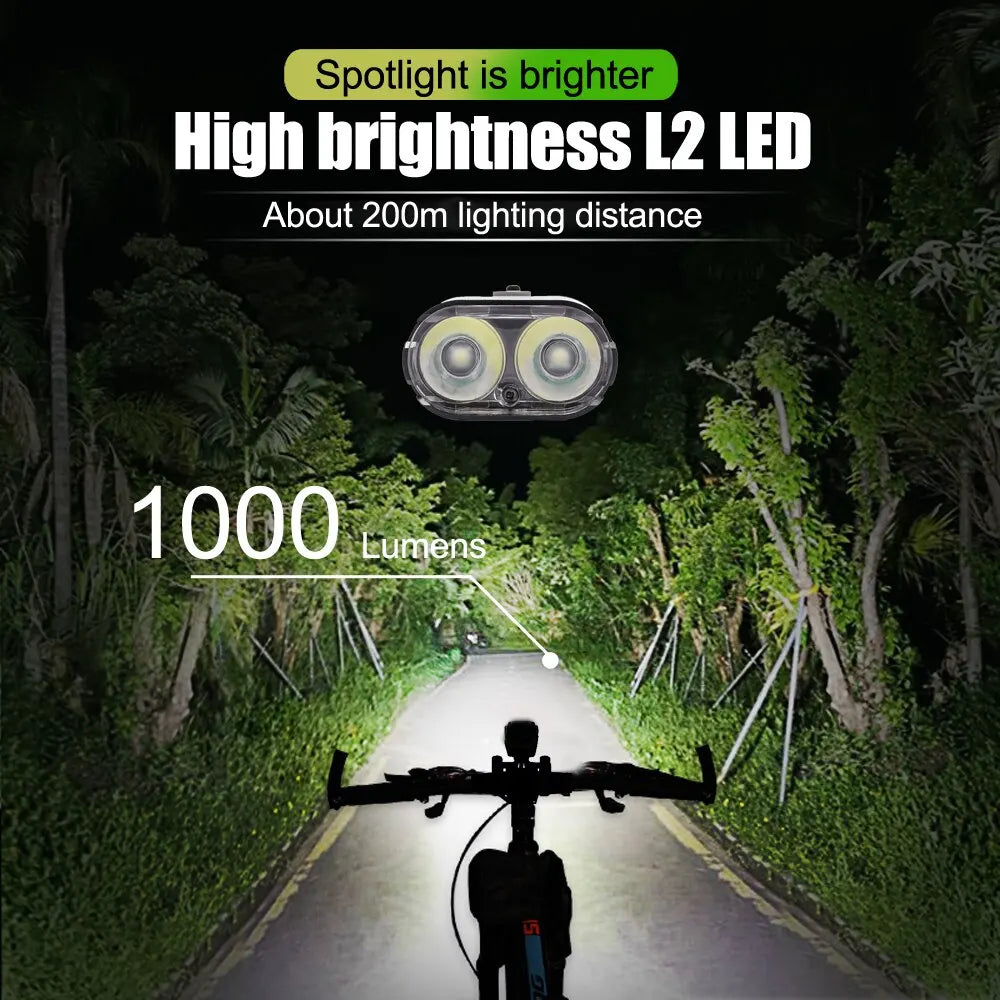 Bicycle Light 1000 Lumen – 4000mAh Bike Headlight and Power Bank, USB Rechargeable Flashlight for MTB and Road Cycling