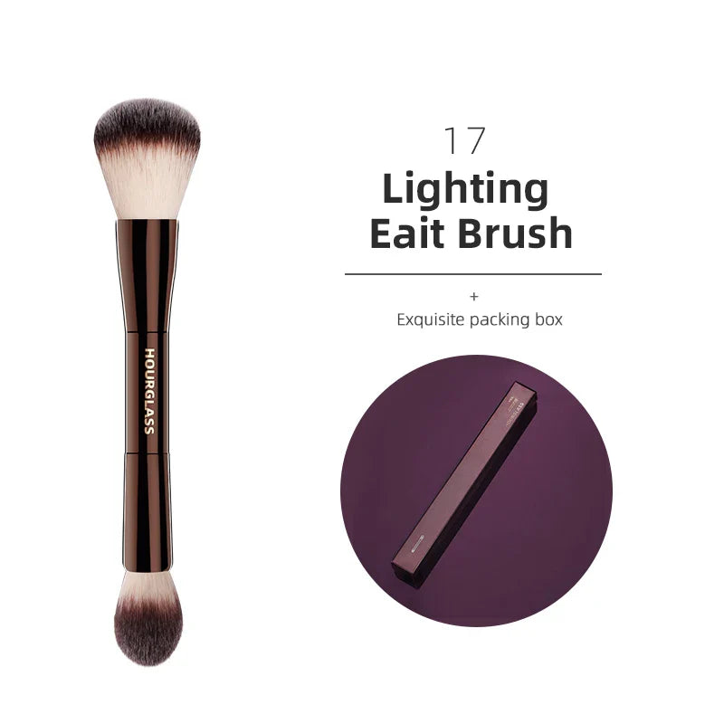 Hourglass Retractable Makeup Brush Set – Professional Eyeshadow, Foundation, Concealer, Powder, Bronzer, Blusher & Eyeliner Brushes