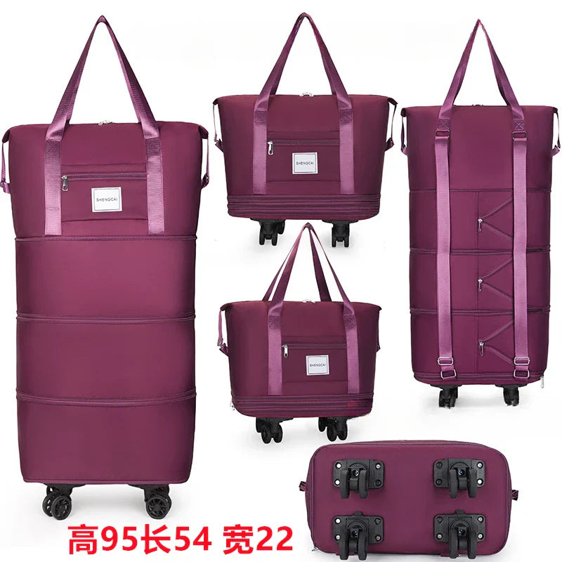 Large Capacity Travel Backpack with Wheels – Portable Double-Layer Luggage Bag, Universal Detachable Storage for Checked Travel