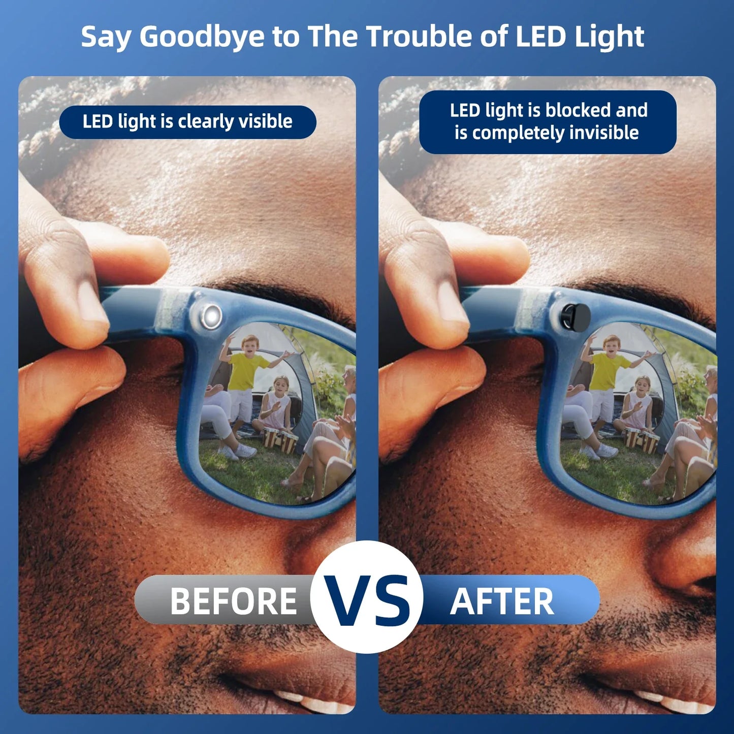LED Light Cover for Ray-Ban Meta 2 Smart Glasses – Adjustable Light Blocker Compatible with Wayfarer Skyler Headliner