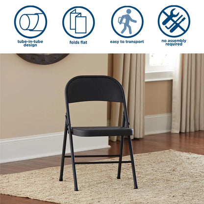 Mainstays 4-Pack Steel Folding Chairs – Beige Outdoor & Indoor Seating
