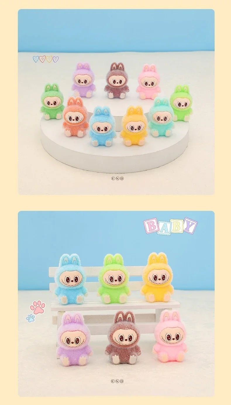 10pcs Lububu Anime DIY Flocked Action Figures — Kawaii Desktop & Car Pendant Dolls, Christmas Gift Toy