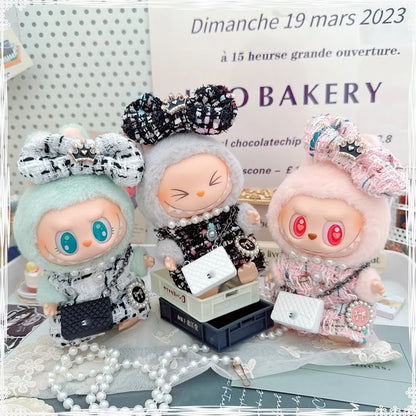17cm Labubu Doll Accessories - Luxury Sweet Woolen Suit, Crossbody Bag & Princess Shoes Set