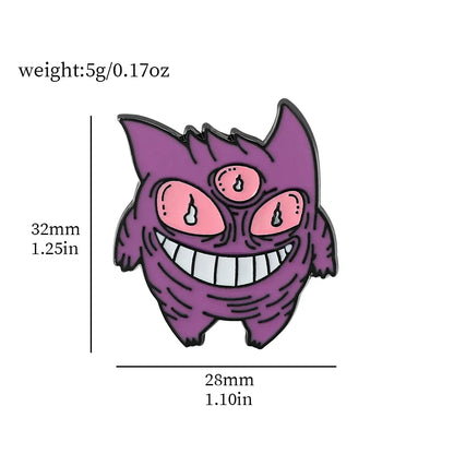 Gengar Cartoon Enamel Brooch — Anime Lapel Pin for Backpack Accessories, Fan Collection & Jewelry Gift