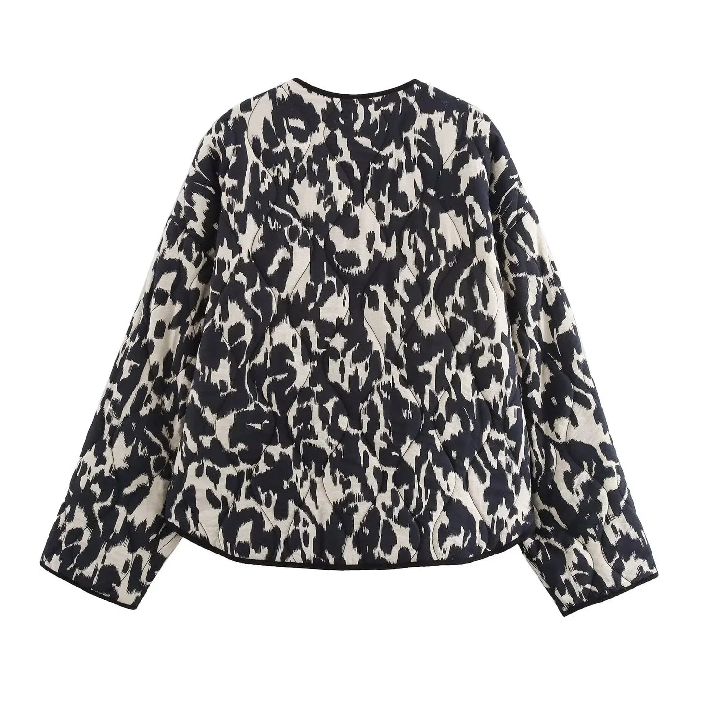 2024 Autumn Women's Snake Skin Printed Jacket – European & American Style, Fashion Button Long Sleeve Coat