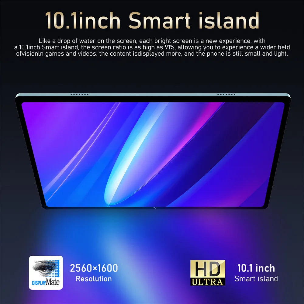 16 Pro 10.1" Android Tablet – HD Display, Android 12, 4G/5G Dual SIM, GPS, 10000mAh for Kids